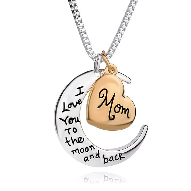 

Heart Pendant Necklace Jewelry I love you to the Moon Back letter Mom Necklaces for women Mother Day Gift Fashion necklace#W30