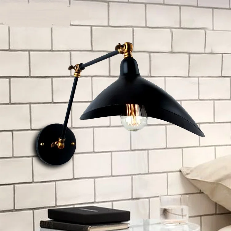 A1 Loft Retro Black wall light industrial mechanical arm double wall bar restaurant bar recommendation study Wall Lamps ZA