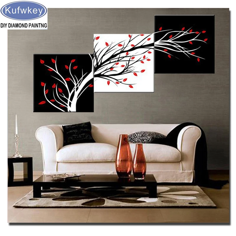 5D Diamond Mosaic Painting 3 Panel Abstract Tree Cross Stitch Kits DIY Embroidery Pattern Rhinestone decoration | Дом и сад