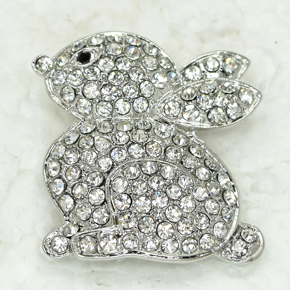 12pcs/lot Wholesale Fashion Brooch Rhinestone Bunny Rabbit Pin brooches