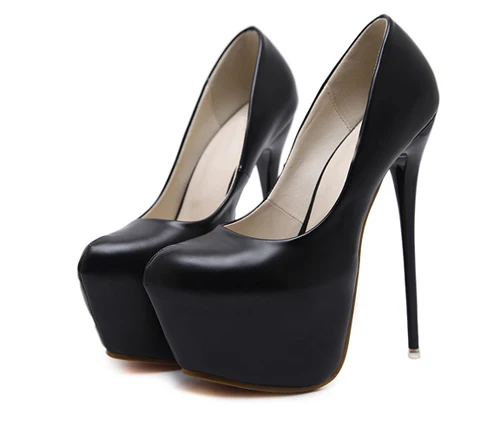 Eilyken/демисезонные модные туфли-лодочки женские туфли-лодочки на высоком каблуке туфли на платформе 16 см пикантные свадебные туфли - Цвет: Black