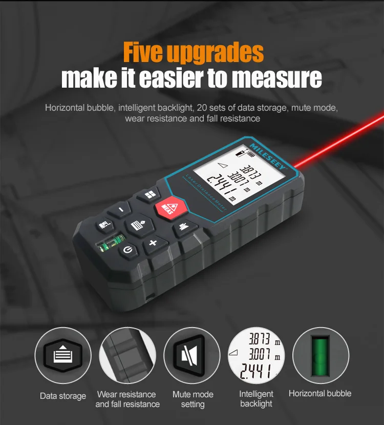 Laser Rangefinder Distance Meter Mileseey X5 X6 S6 New Model Laser Rangefinder Tool Distance Measure Meter High Precision Instrument For Decorate House Kits