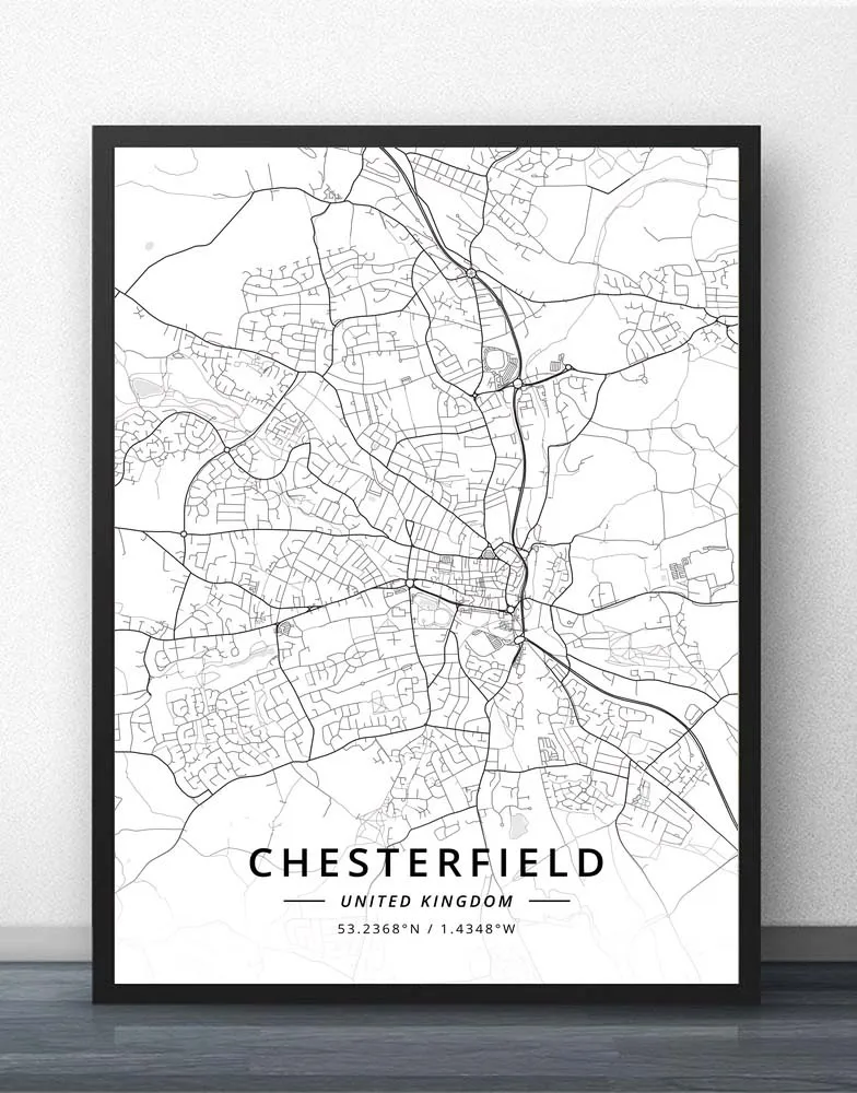 

Chesterfield Chippenham Cleethorpes Colchester Coventry Derby Dundee Edinburgh Exeter Exmouth Farnham United Kingdom Map Poster
