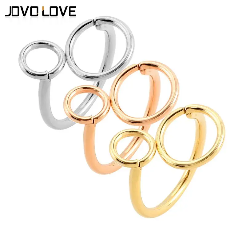 

Smiple Stainless Steel Women Ring Hollow Round Circle Ring for Couple Wedding Promise Silver Rose Gold Color for DIY Jewelry