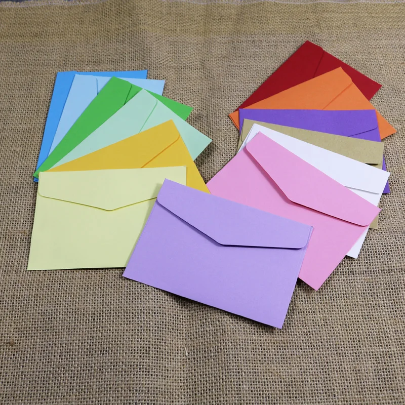 10 шт. мини-конверты конфетных цветов, канцелярские принадлежности, подарочные карты, одноцветные конверты, открытки, фото конверты, конверты для офиса, школы