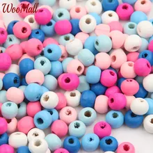 200Pcs 8mm Wooden Beads Wood Findings For Baby DIY Crafts Kids Toys Teething Necklace Pacifier Clip Spacer Beading Bead