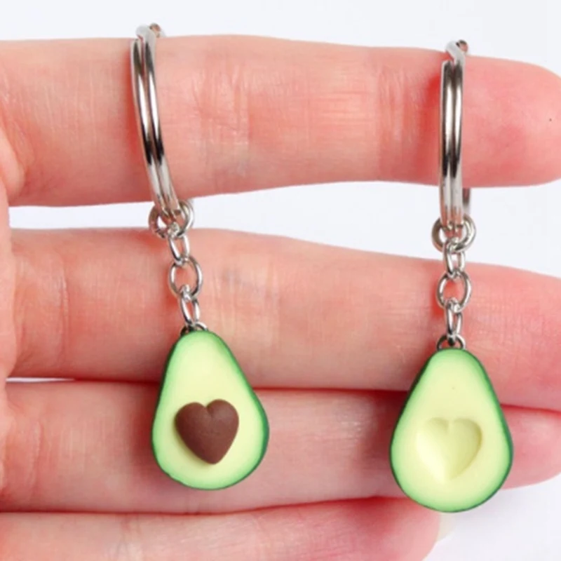 

2019 New Simulation Fruit Avocado Heart-shaped Keychain Fashion Jewelry Gift For Women Drop Shipping