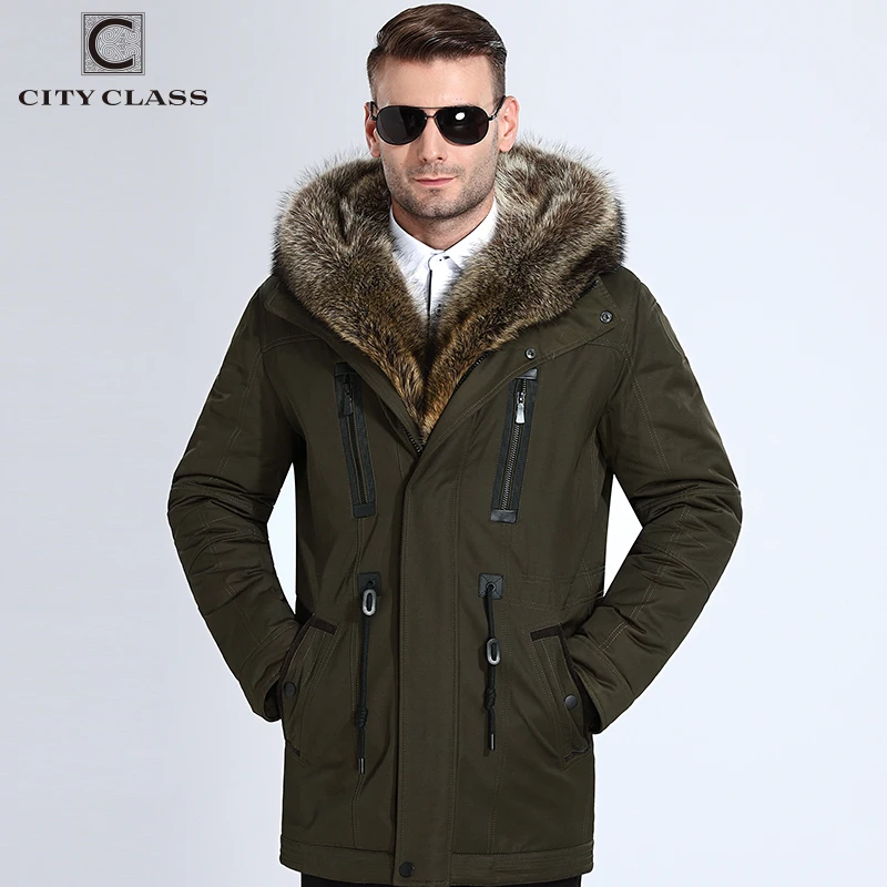 City Class chaquetas de invierno de piel para hombre, Parkas muy cálidas  con relleno de pelo de camello con capucha de mapache, abrigo de invierno  de piel grande, parka gruesa 839|winter jacket