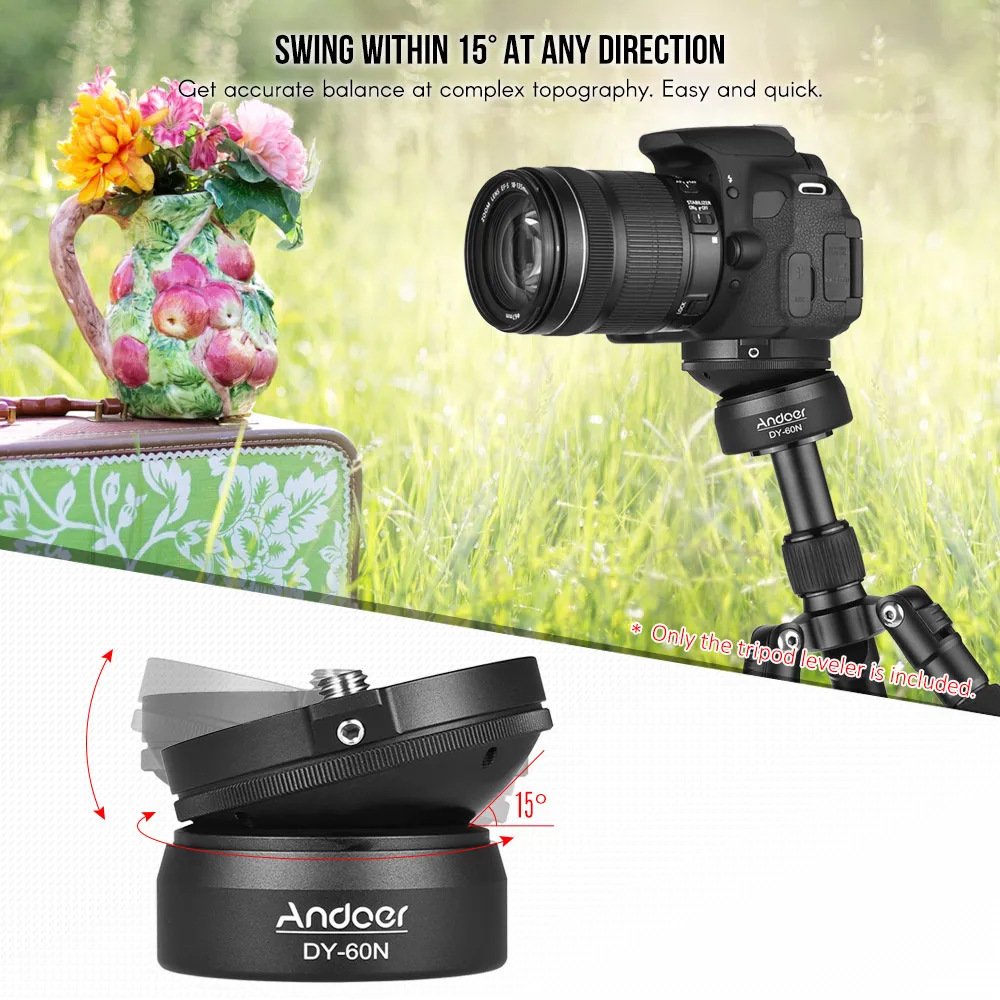 Andoer Tripod Head DY-60N Tripod Leveling Base Leveler Adjusting Plate for Canon Nikon Sony DSLR Camera tripod ball head,leveling base mount
