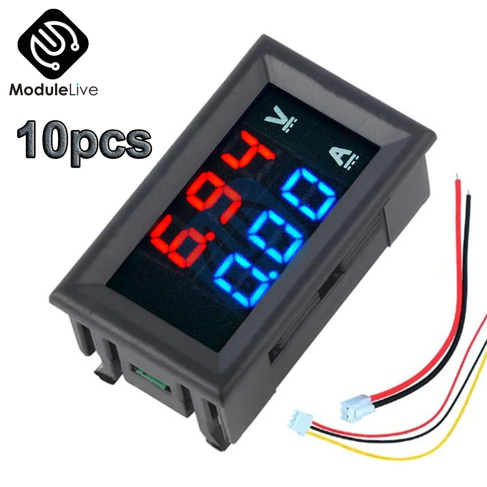 10PCS Mini Digital Voltmeter Ammeter DC 100V 10A Panel Current Voltage Meter Tester 0.28