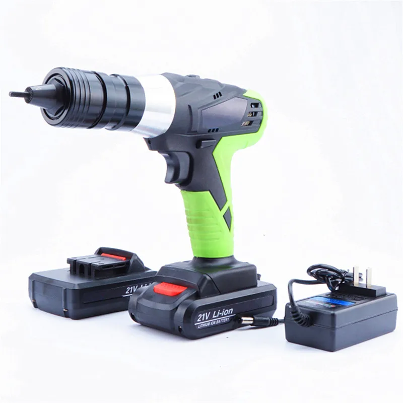 21v portable cordless electric rivet gun rechargeable riveter battery