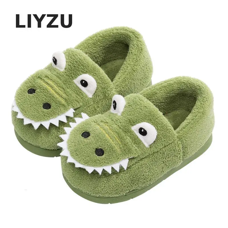 

2019 Winter New Toddler Baby Home Slippers Girls Cute Cartoon Dinosaur Cotton Shoes Winter Children Keep Warm Slippers 5 Colors