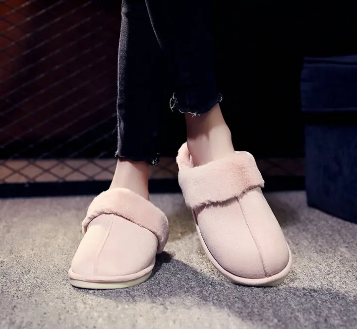 New Arrival Durable Home Slippers Unisex Micro Suede Upper Sheepskin Warm Comfortable Fur Plush Winter Slippers (23)