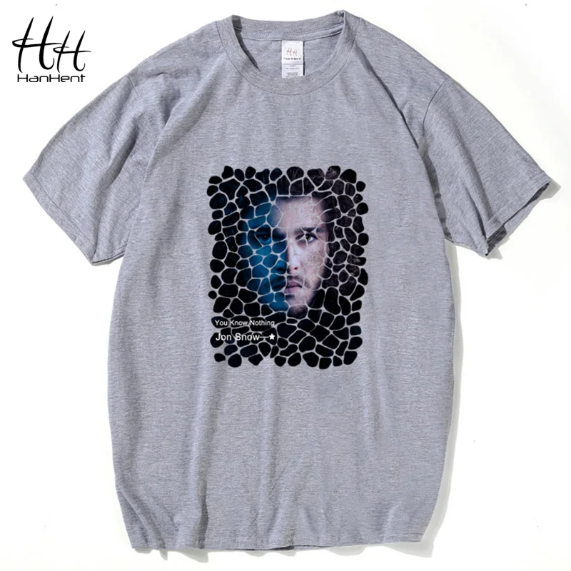 

HanHent Jon Snow Printed mens Hip Hop t shirts fashion Printed Men's O-Neck T-shirt Cotton Short-sleeved Tshirt game of throne