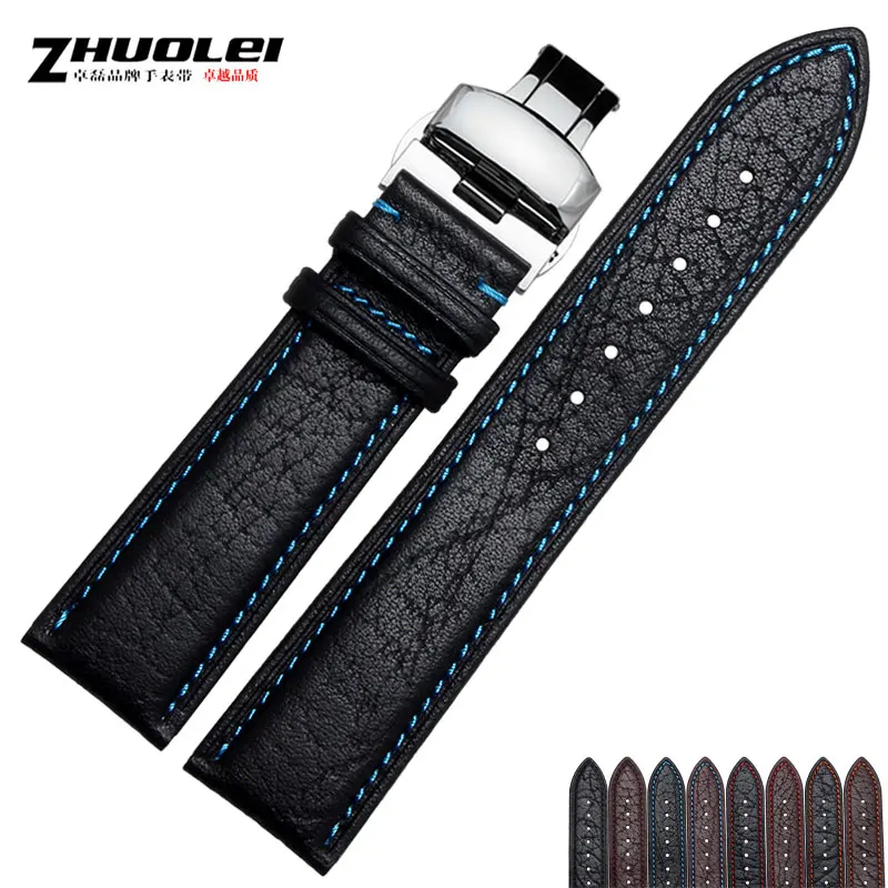 

18mm 20mm 22mm Ladies Red Genuine Leather Watch BAND Strap Bracelets Folding Depolyment Clasp watch bracelet free shipping