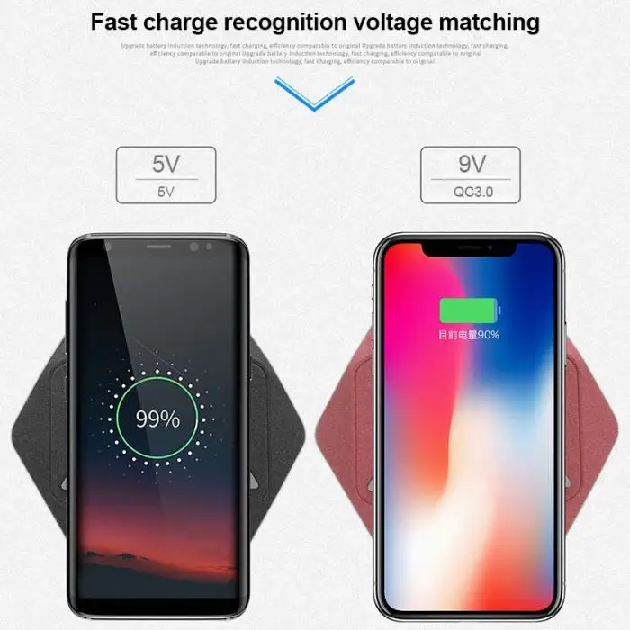 Беспроводное зарядное устройство для быстрой зарядки iPhone X 8 Plus для Samsung Galaxy S8 S9 HSJ-19