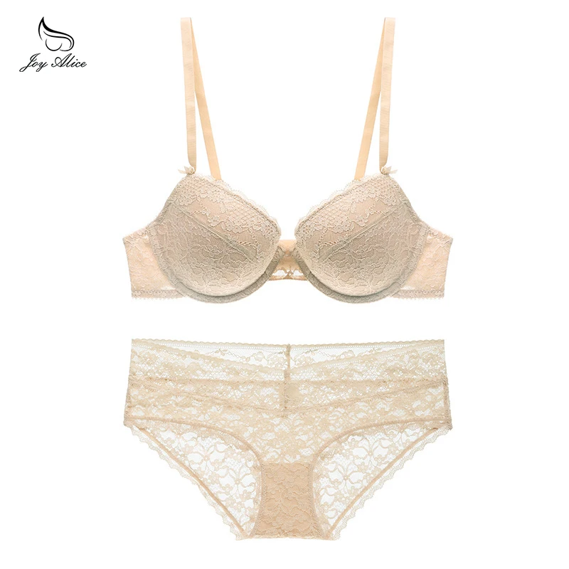 Lady Sexy Women Bra Set Plus size Floral Lace Bralette Briefs Set Elegant Thin cup Bra Underwear Women Lingerie Set