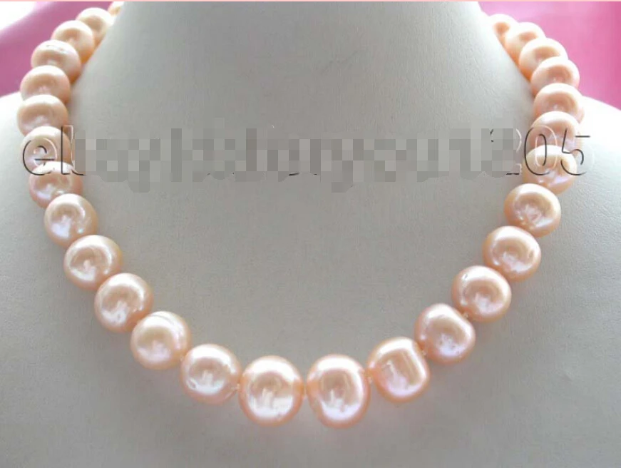 

A 18" Genuine Natural 12.5-13mm pink Pearl Necklace 9k #f1289