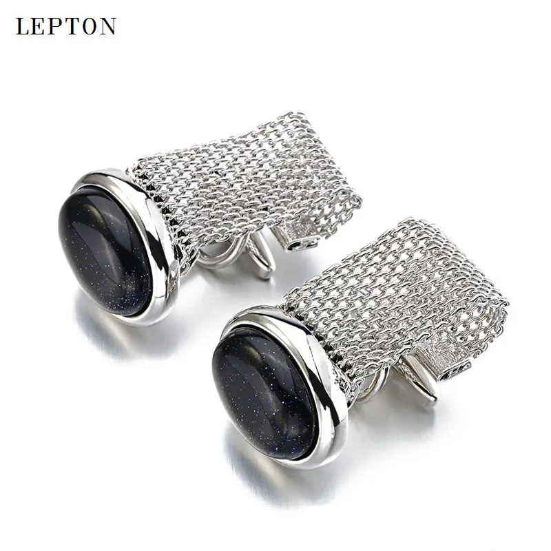 Hot Luxury Red Onyx Cufflinks for Mens Lepton Brand Men Shirt Cuffs Cufflink High Quality ellipse Stone Cuff links gemelos