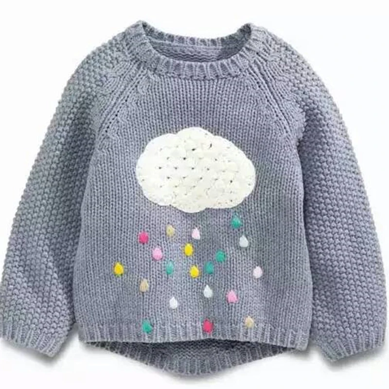 DZIECKO Children Sweater Baby Boys Girls Knitted Sweaters 2017 Cloud Colorful Rain Pullover
