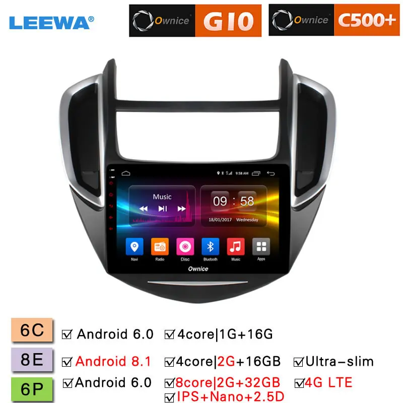 Perfect LEEWA 9" Android 8.1 8-Core/DDR3 2G/32G/Support 4G LTE Car Media Player With GPS/FM/AM RDS Radio For Chevrolet Trax 2014-2016 0