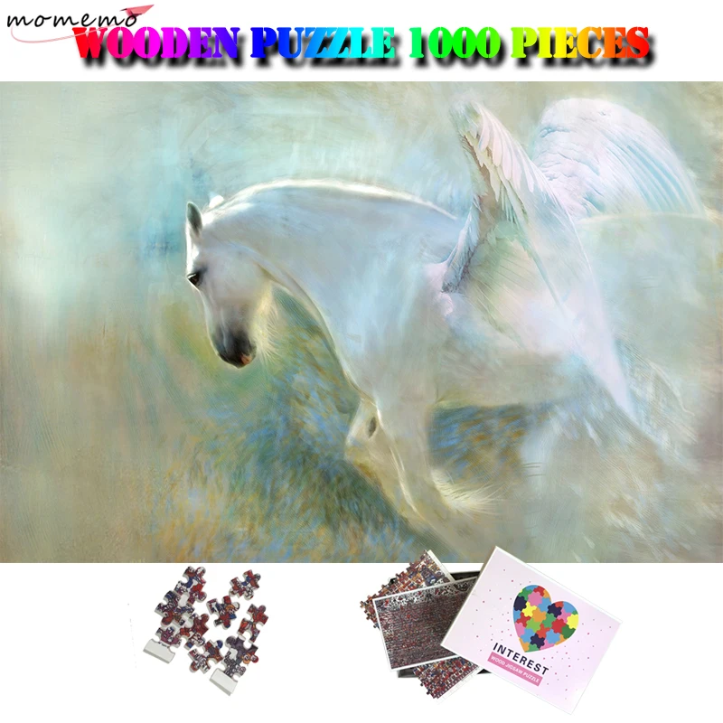 

MOMEMO Winged Horse Wooden Puzzles 1000 Pieces Beautiful Art Painting Jigsaw Puzzle Myth Puzzles Toys Kids Gifts Toys Home Decor