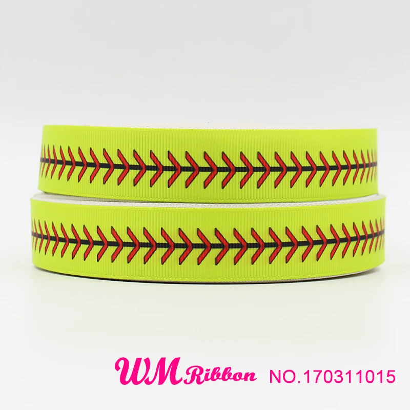 wm 10 yards lot 7/8inch 22mm 170311015 softball printed grosgrain