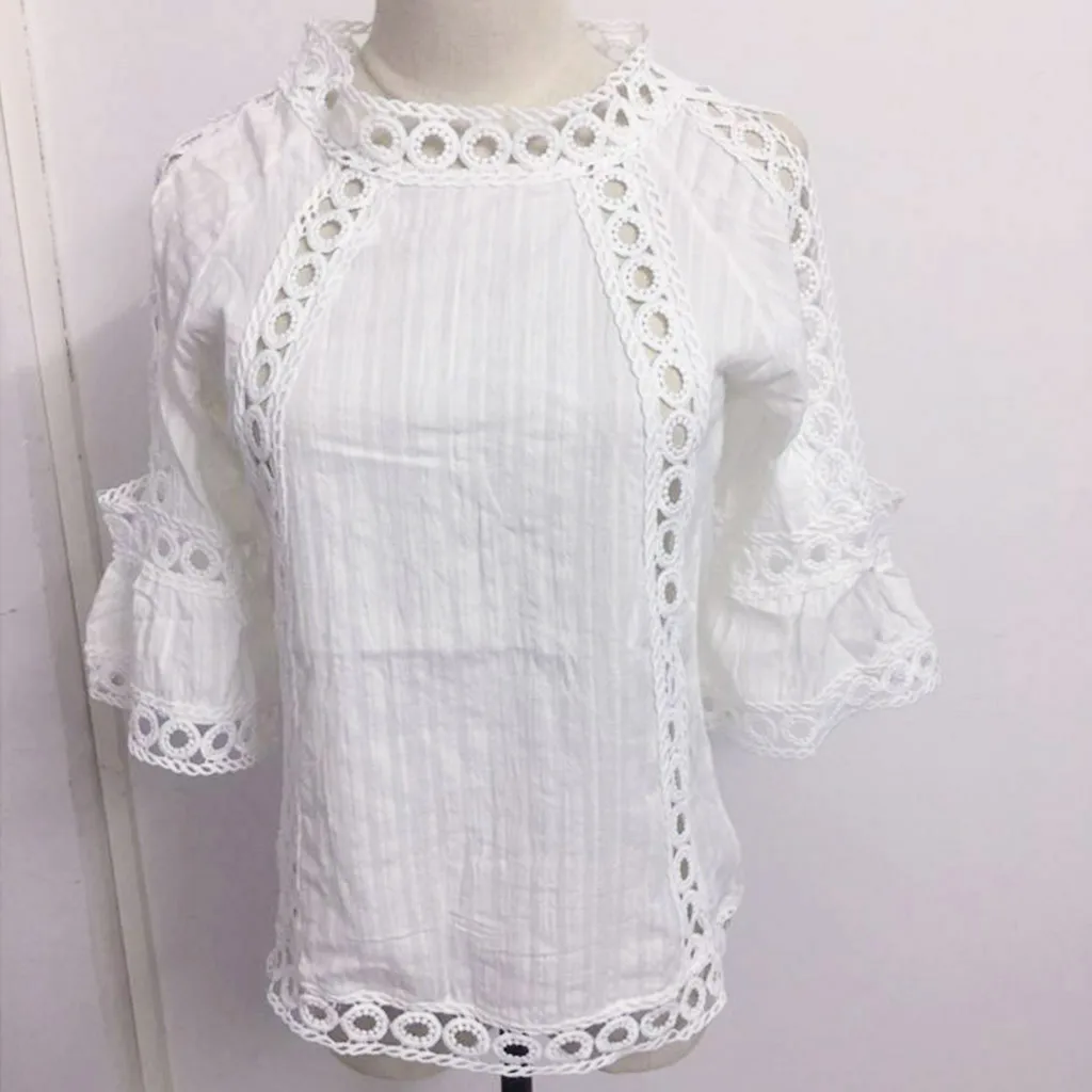 Женская блузка bluzki damskie летняя с о вырезом и открытыми плечами|Блузки| |