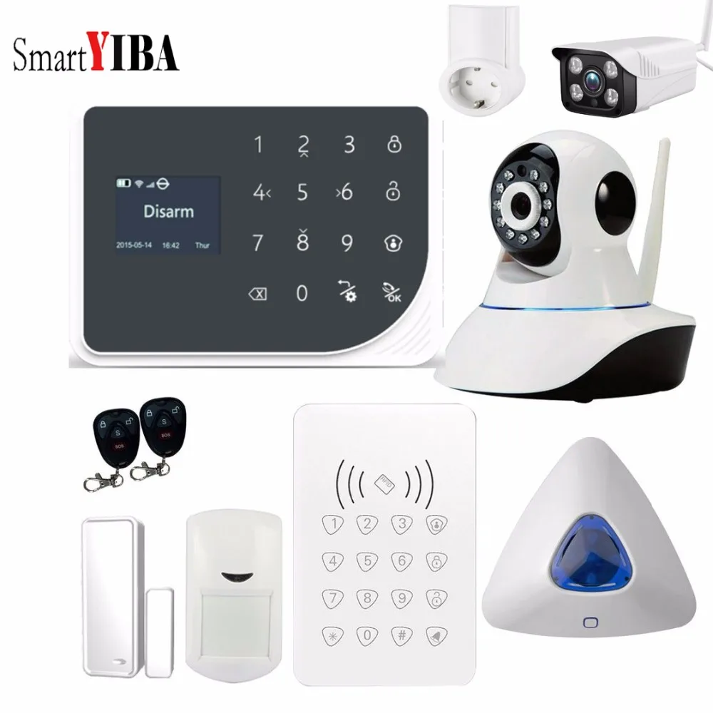 SmartYIBA Wireless Wired WiFi GSM Burglar Alarm System Touch Keyboard Outdoor Video IP Camera Smart Socket APP Remote Control SmartYIBA Wireless Wired WiFi GSM Burglar Alarm System Touch Keyboard Outdoor Video IP Camera Smart Socket APP Remote Control