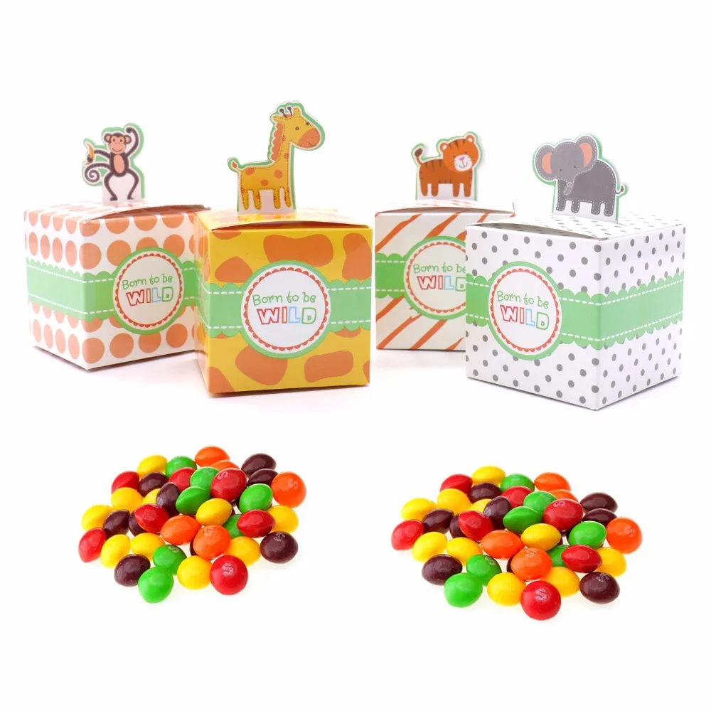 

50pcs Animal Candy Box Baby Shower Animal Paper Candy Box Birthday Party Supplies Decorations Kids Events Favors Goodie Bag Gift