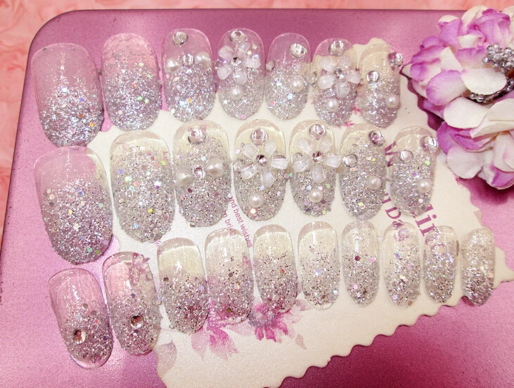 E3 24Pcs/Set 12 Sizes False Finger Nails Acrylic Nail Tools Elegant