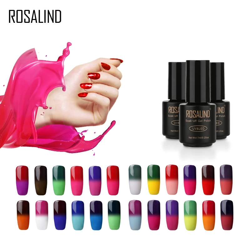 

Rosalind Temperature Changing Nail Polish 7ML Needed Base Top Coat Nail Gel Polish Long Lasting Nail Lacquer UV LED Nail Glue