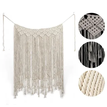 

Long Hanging Bohemian Macrame Woven Handmade Tapestry Knitting Wall Home Living Room Decoration Craft Wedding Party Decor Gift