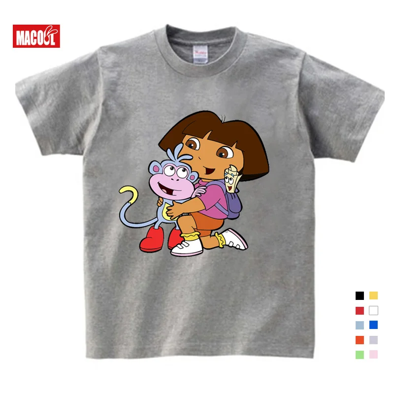 Детская летняя одежда из чистого хлопка для девочек и мальчиков Забавные футболки детские белые удобные футболки с изображением Даши-путешественницы, YUDIE - Цвет: T-shirt