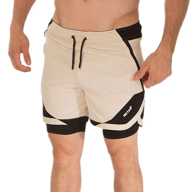 Летние Двойные шорты мужские шорты большого размера, удобная, сухая, дышащая мужские шорты для фитнеса, спортивная одежда