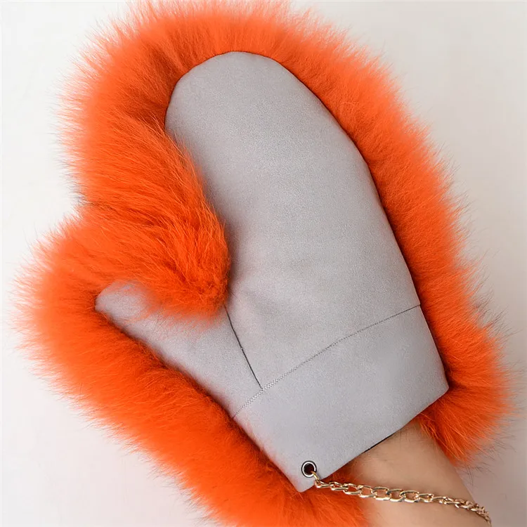 Новые женские модные брендовые новые зимние перчатки из натурального меха лисы, перчатки из натурального меха лисы JKP