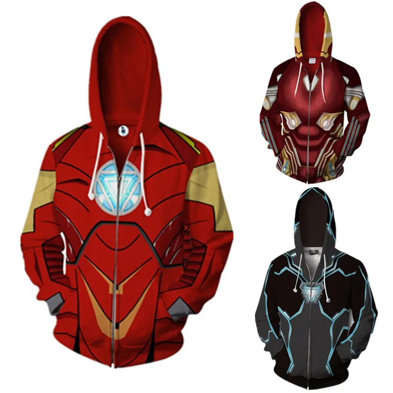 

Marvel The Avengers Cosplay Tony Stark Hoodies Sweatshirts Superhero Jacket Coat Thanos Iron Man Loki Tracksuit For Boys Men