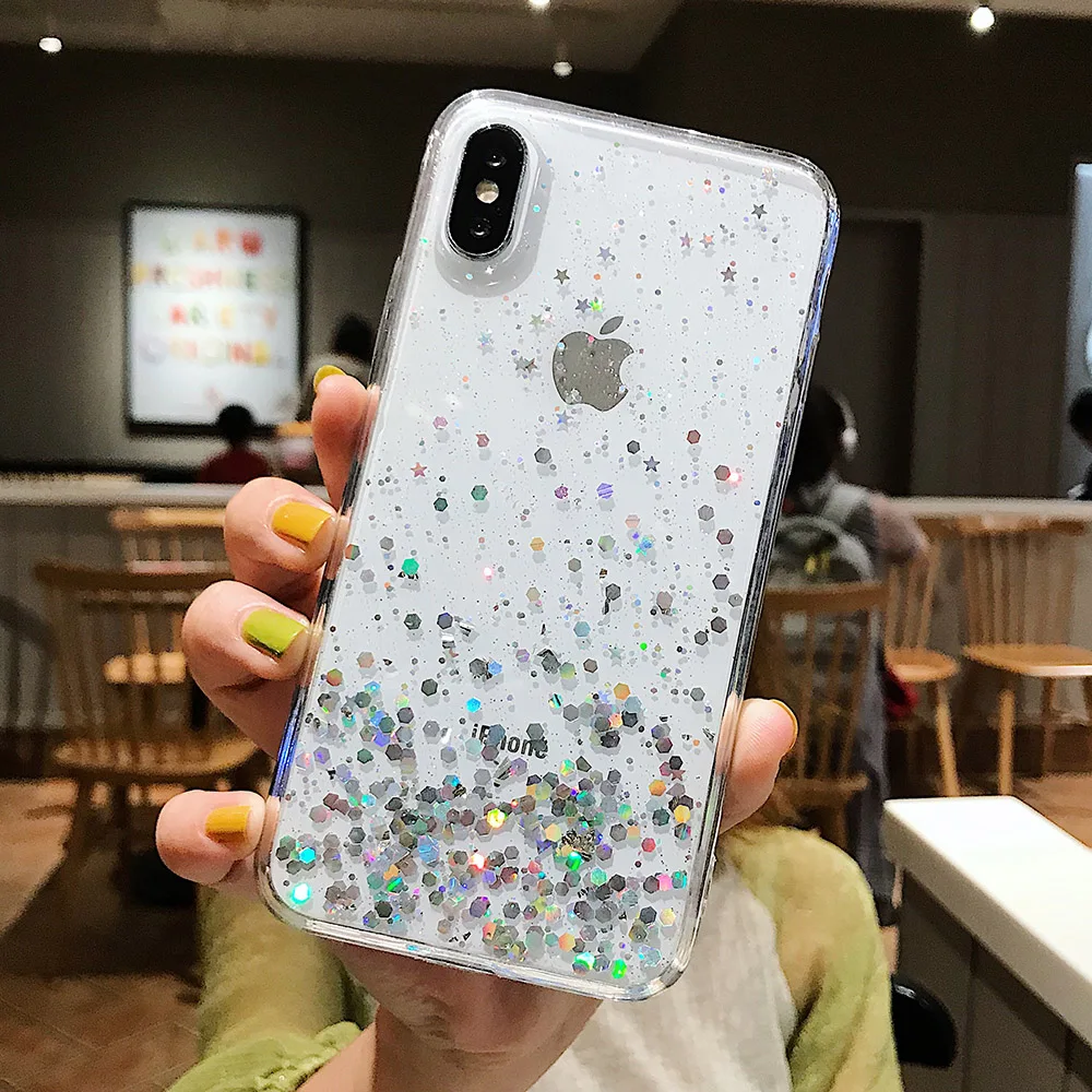 Модный блеск Bling Star чехлы для телефонов iphone 11 Pro MAX XS Max XR X 8 7 6 6splus Мягкий ТПУ блестящий Блестящий Прозрачный чехол