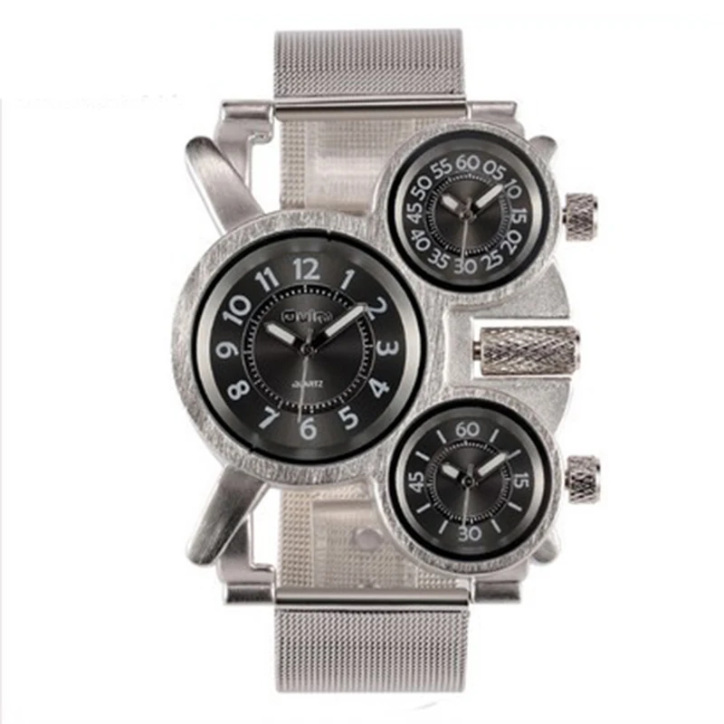 

luxury brand steel strap big watch for men cool designer hand watch multi-time clock men's military quartz white wristwatch