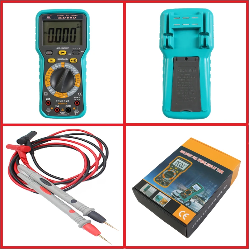 HD80D 6000 Counts Digital Multimeter ACV/DCV Electric Handheld Tester |