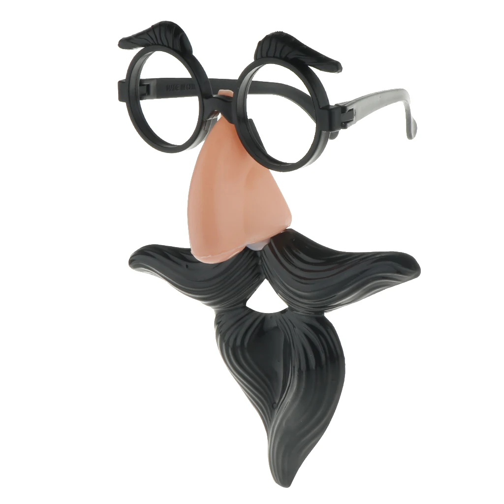Novelty Funny Black Eyebrows Mustache Big Nose Glasses Halloween Masquerade Costume Party Eyeglasses Props for Men Women