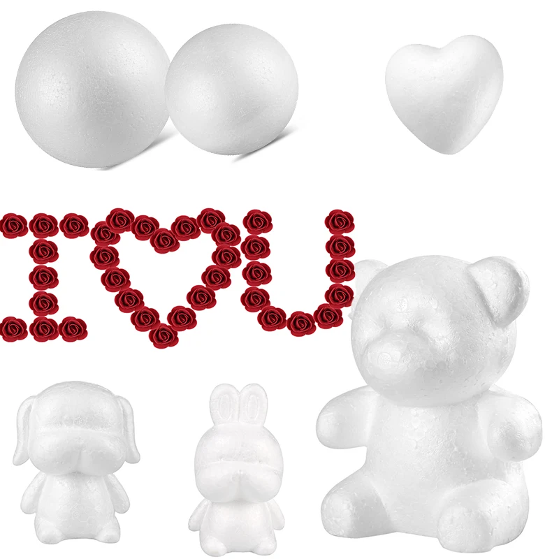 

Modelling Polystyrene Styrofoam Foam bear/Dog/heart/rose White Craft Balls For DIY Christmas Party Decoration Supplies Gifts