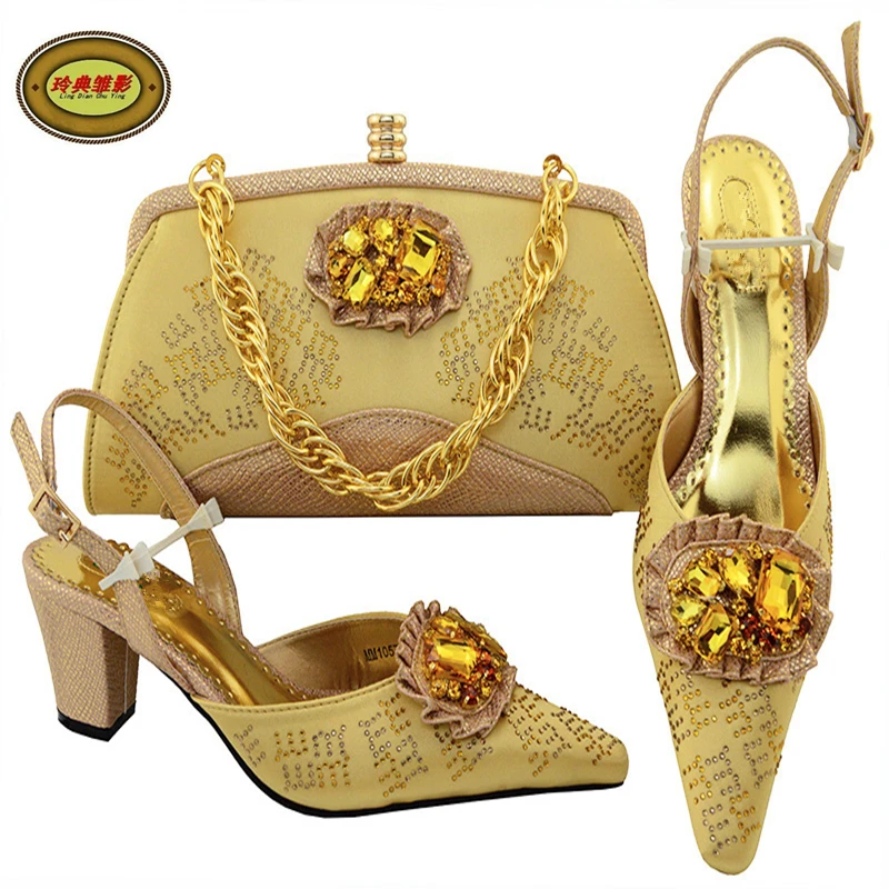 MM1057 Gold Top Fashion Rhinestone European Bridal Wedding Shoes And