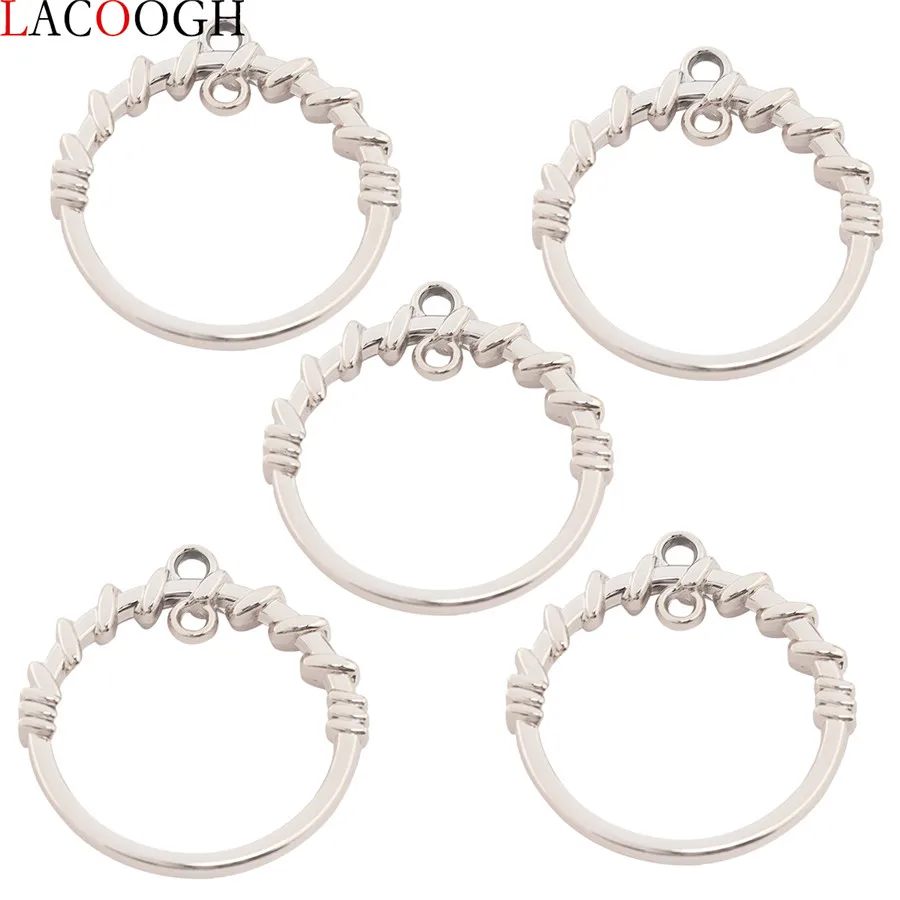 Lacoogh Double hole CCB circle small charm pendant for necklace bracelet making 34*36mm diameter 2.5mm jewelry finding | Украшения и