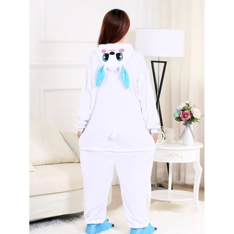 Cheap Rose Rabbit Onesies Adult Kigurumi Bunny Flannel Pajamas One-piece Jumpsuit Pijama Cosplay Party Animal Onesies Halloween (10)