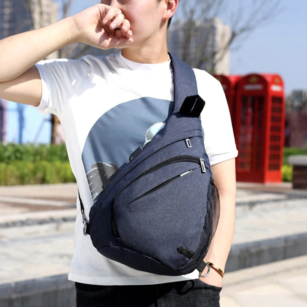 Новая мода Мужчины случайные путешествия Anti-theft USB порт Crossbody плечо нагрудная сумка