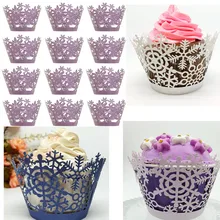 Рождественский Декор, бумажный стаканчик для торта, 12 шт., Рождественская кружевная порезная полая форма для выпечки, подставка для кексов, бумажная форма для торта, горячая Распродажа M3