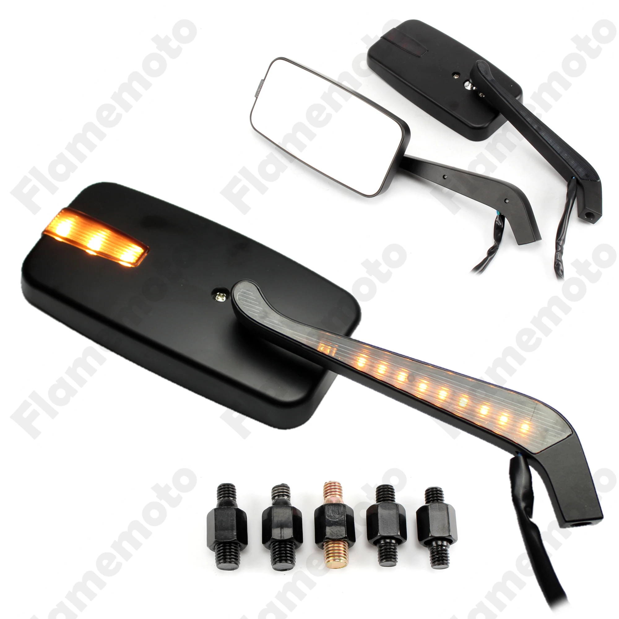 Motorcycle Accessories LED Intergrated Rearview Mirrors 10MM 8MM For Honda Kawasaki Yamaha Suzuki Retroviseur Moto Motorcycle Accessories LED Intergrated Rearview Mirrors 10MM 8MM For Honda Kawasaki Yamaha Suzuki Retroviseur Moto