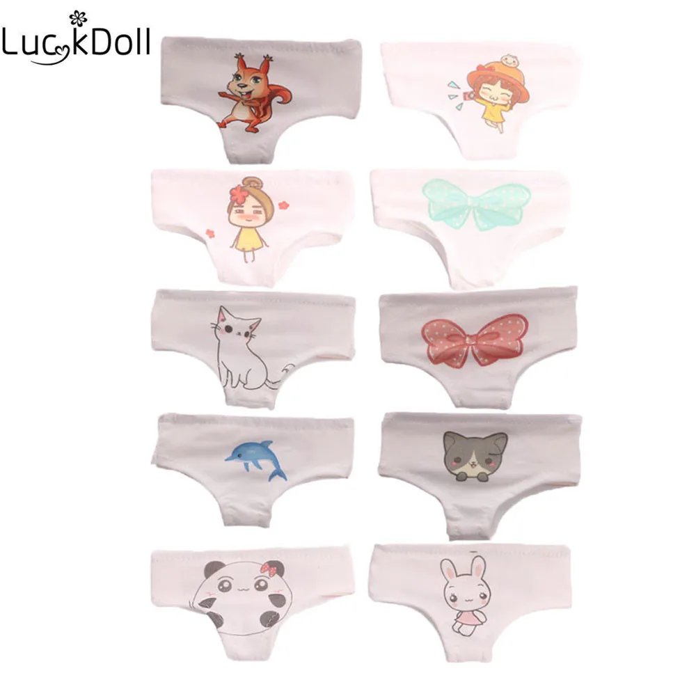 LUCKDOLL узорное нижнее белье подходит 18 дюймов Американский 43 см Детские аксессуары для кукол, игрушки для девочек, поколение, подарок на день рождения