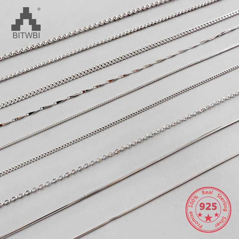 

45cm 925 Sterling Silver Necklace Melon Seed Box Chain Side Chain Bead Chain Long Chain